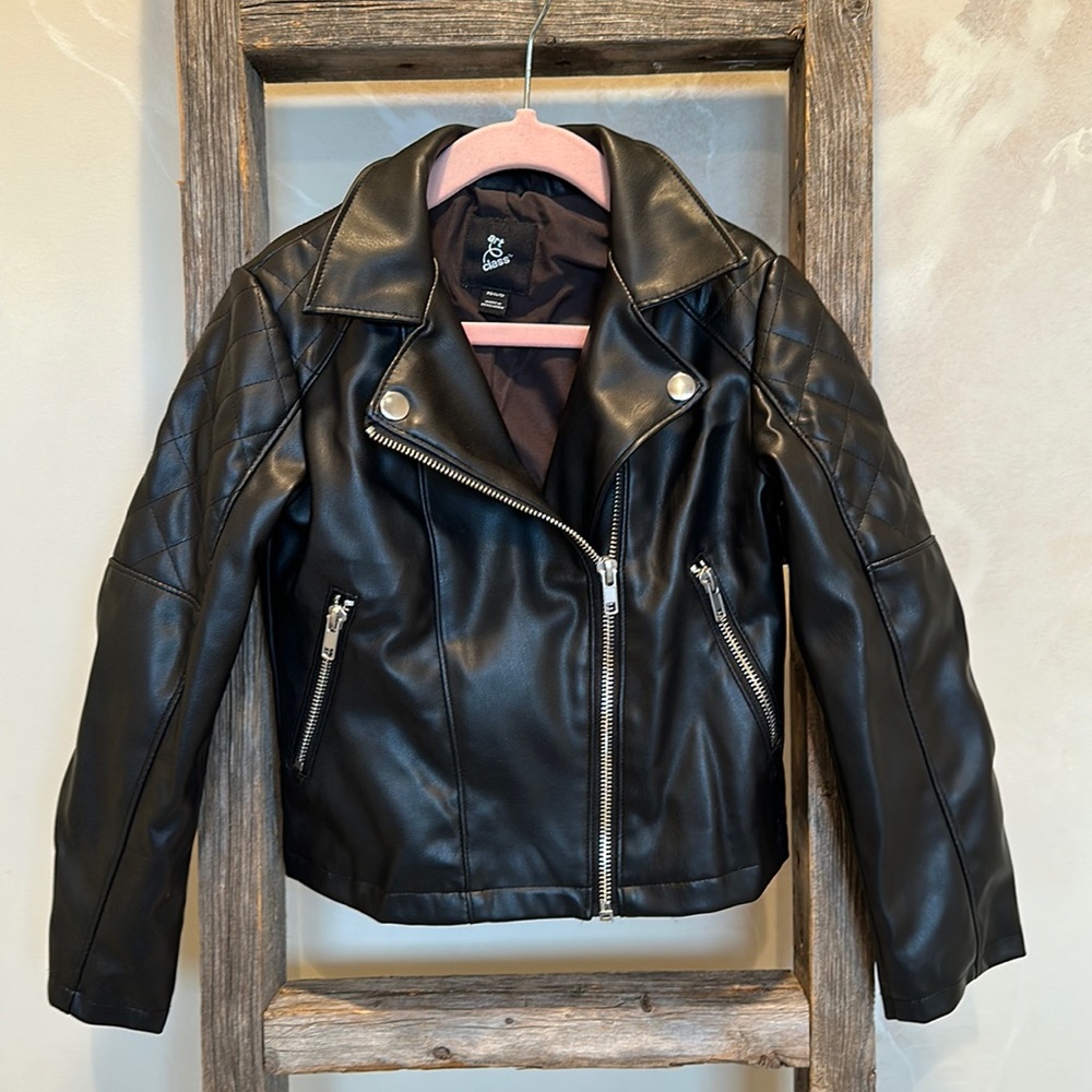 Girls black faux leather Moro jacket